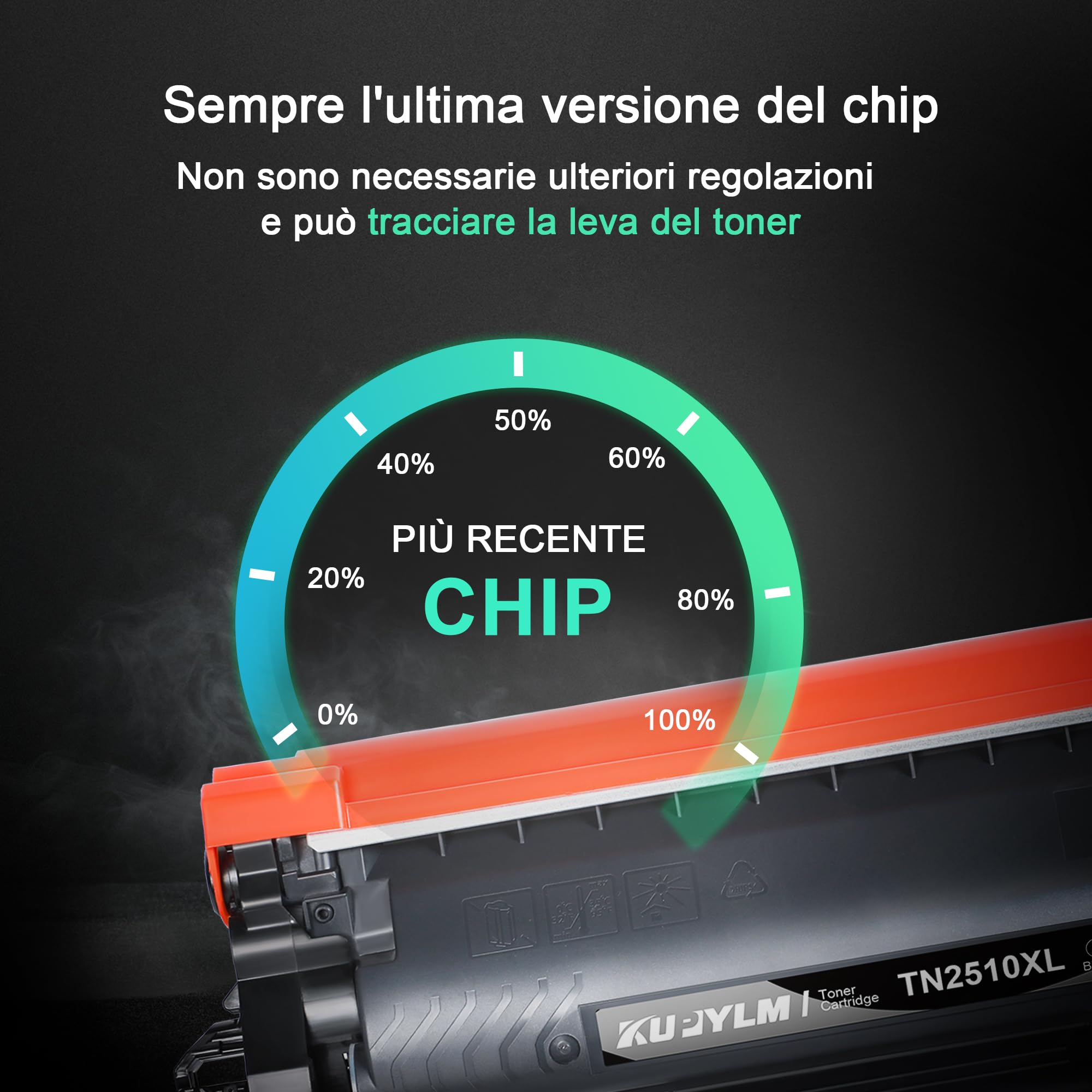 KUPYLM TN2510XL TN2510 Toner Compatibili per Brother TN 2510 TN2510XL TN-2510 per MFC-L2800DW MFC-L2827DW HL-L2400DWE MFC-L2835DW HL-L2445DW MFC-L2860DWE DCP-L2620DW DCP-L2665DW DCP-L2660DW (1 Nero)