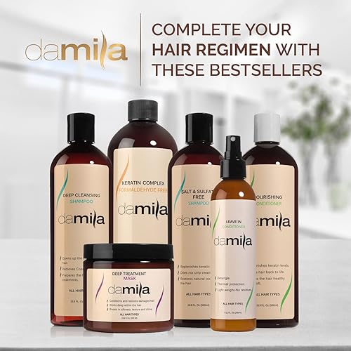 Miniatura 9 de Damila Champú y acondicionador sin sal y sulfato para cabello tratado con queratina y color paquete económico de queratina profesional para cabello