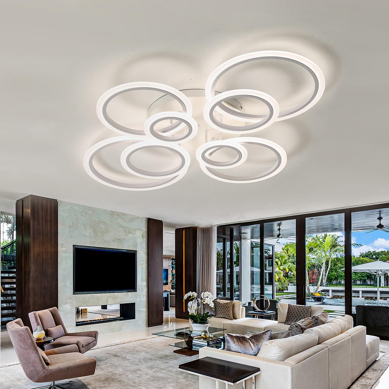 Caufloce LED Ceiling Lights Flush Mount 42w Ceiling Lamp Dimmable 3000-6000k Round Ceiling Light Fitting Modern Light Ceiling for Living Room Bedroom Corridor-80cm White — image 1