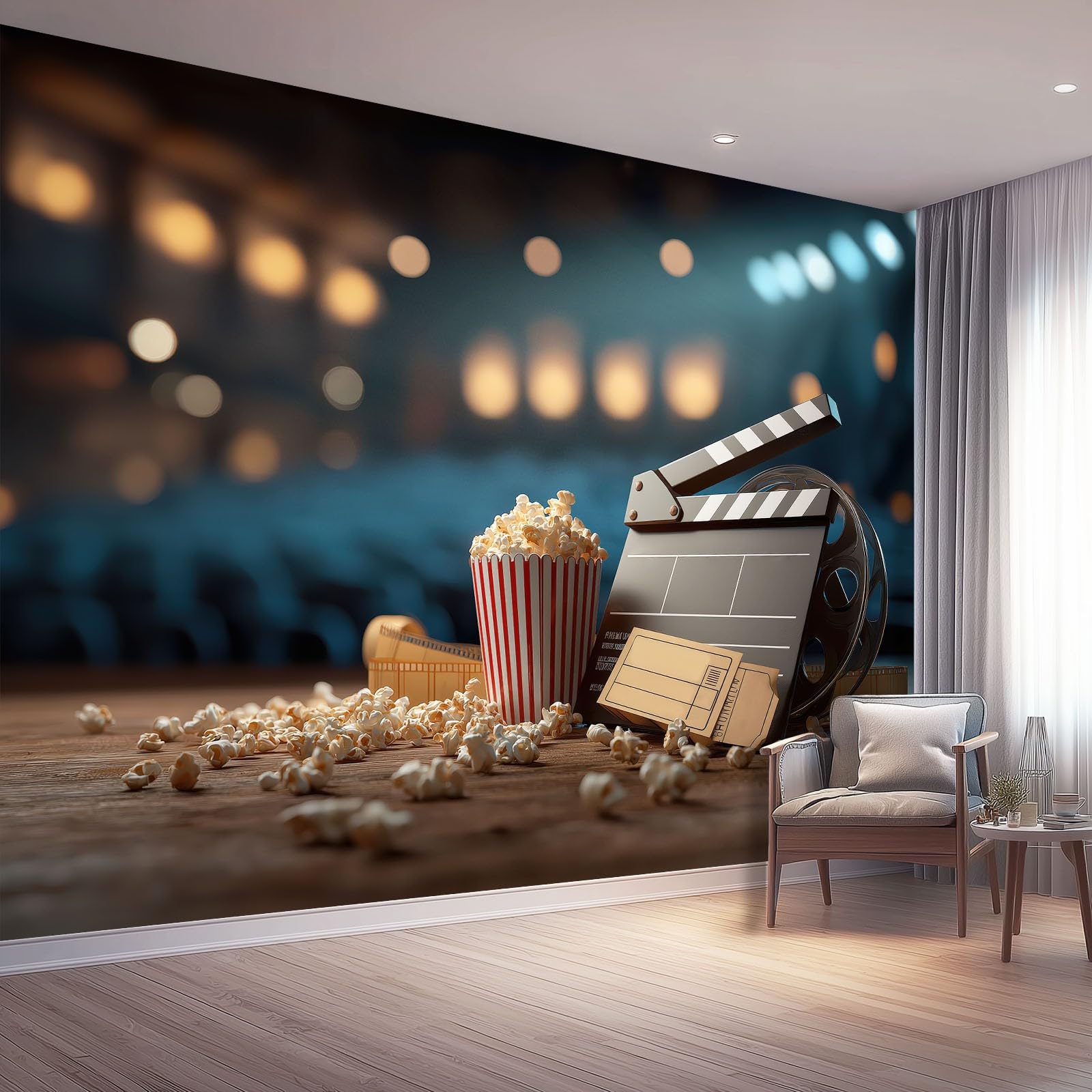 Cinema E Televisione Moderni Carta Da Parati Marrone Ciak Biglietto Del Cinema Murale Seta Xxl Moderne Decorazione 300 X 210 Cm Per Decorazione Soggiorno Camera De Letto Sala Ufficio
