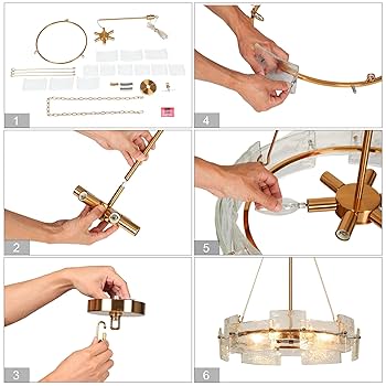 MOILDS ゴールド プレート ZEVNI Gold Drum Chandelier, 6-Light Glass Drum Chandelier