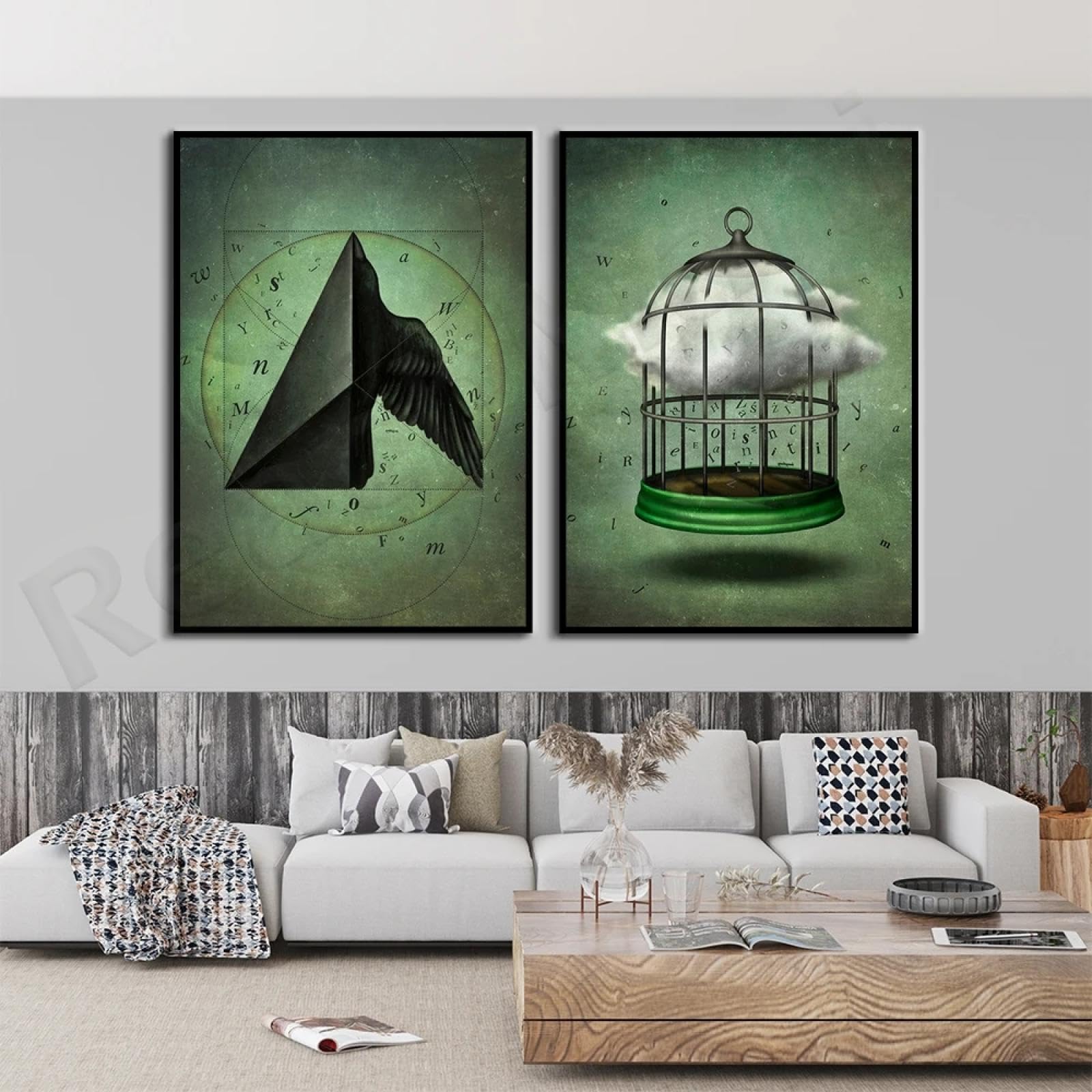 LMAIWANG Dekoracja wiedźmy, plakat Szekspira inspirowany burzą i kompletną dekoracją domu, 60 x 80 cm x 2, bez ramy
