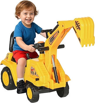 HOMCOM 3-in-1 Ride-On Excavator Digger Scooter