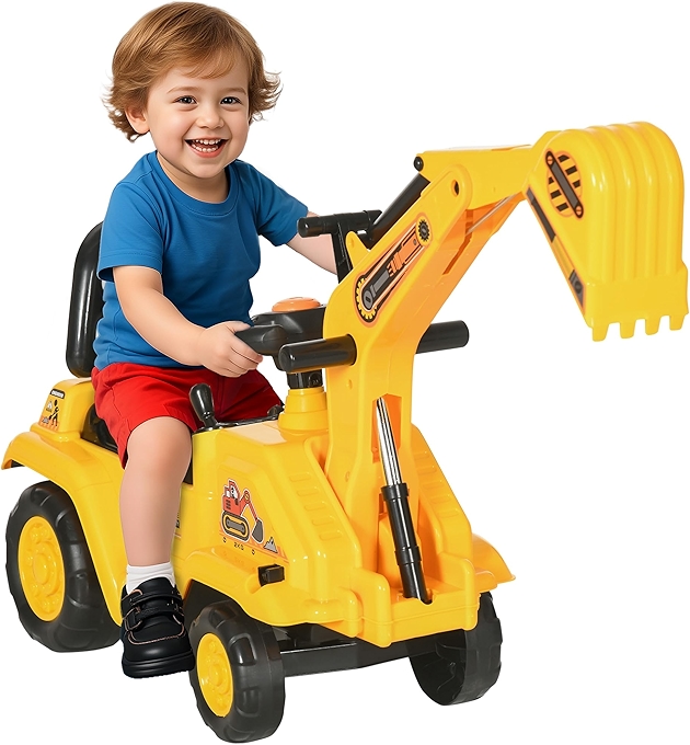 HOMCOM 3-in-1 Ride-On Excavator Digger Scooter