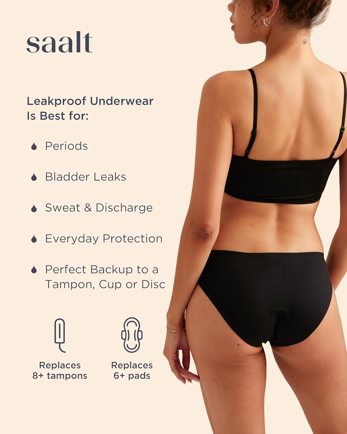 saalt Seamless Bikini - Period Underwear - Regular or Super Absorbency - Image 2