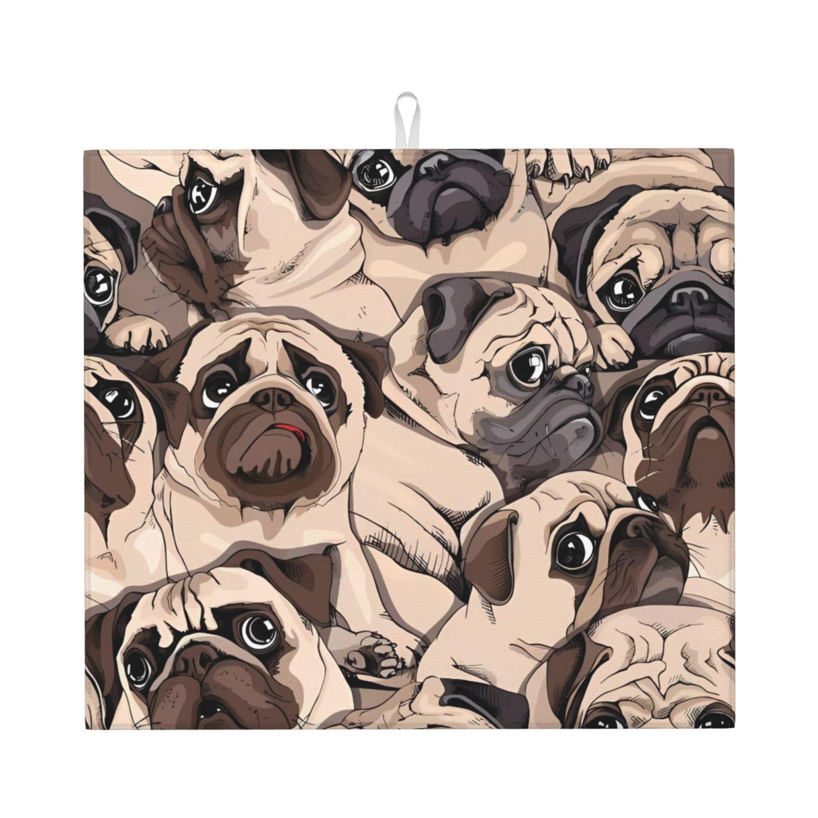 WHJSHOP dog Prints Kitchen Drying Mat - Absorbent Dish Drying Throw with Vibrant Prints, Quick-Dry Countertop Layer for Dishes & Glassware - Non-Slip