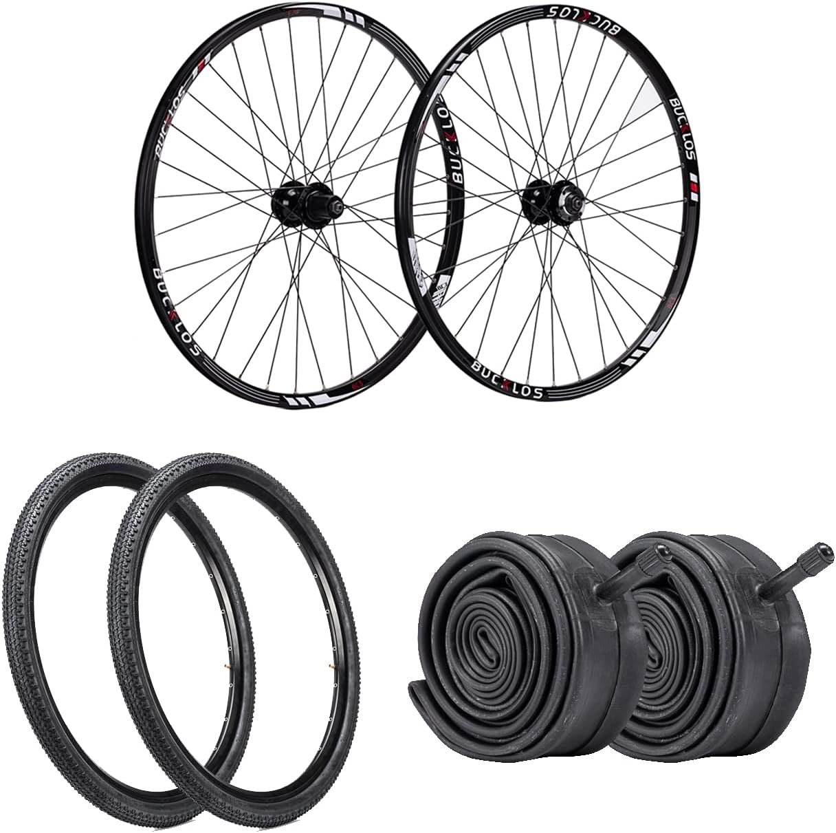 BUCKLOS 26 inch MTB Wheelset with Tires Inner Tubes, Mountain Bike Wheelset 26” Disc Brake, Suitable for 8-10s Cassette 32H Double Wall Aluminum Bike Wheels, 26x1.95 Mountain Bike Tires : Sports & Outdoors