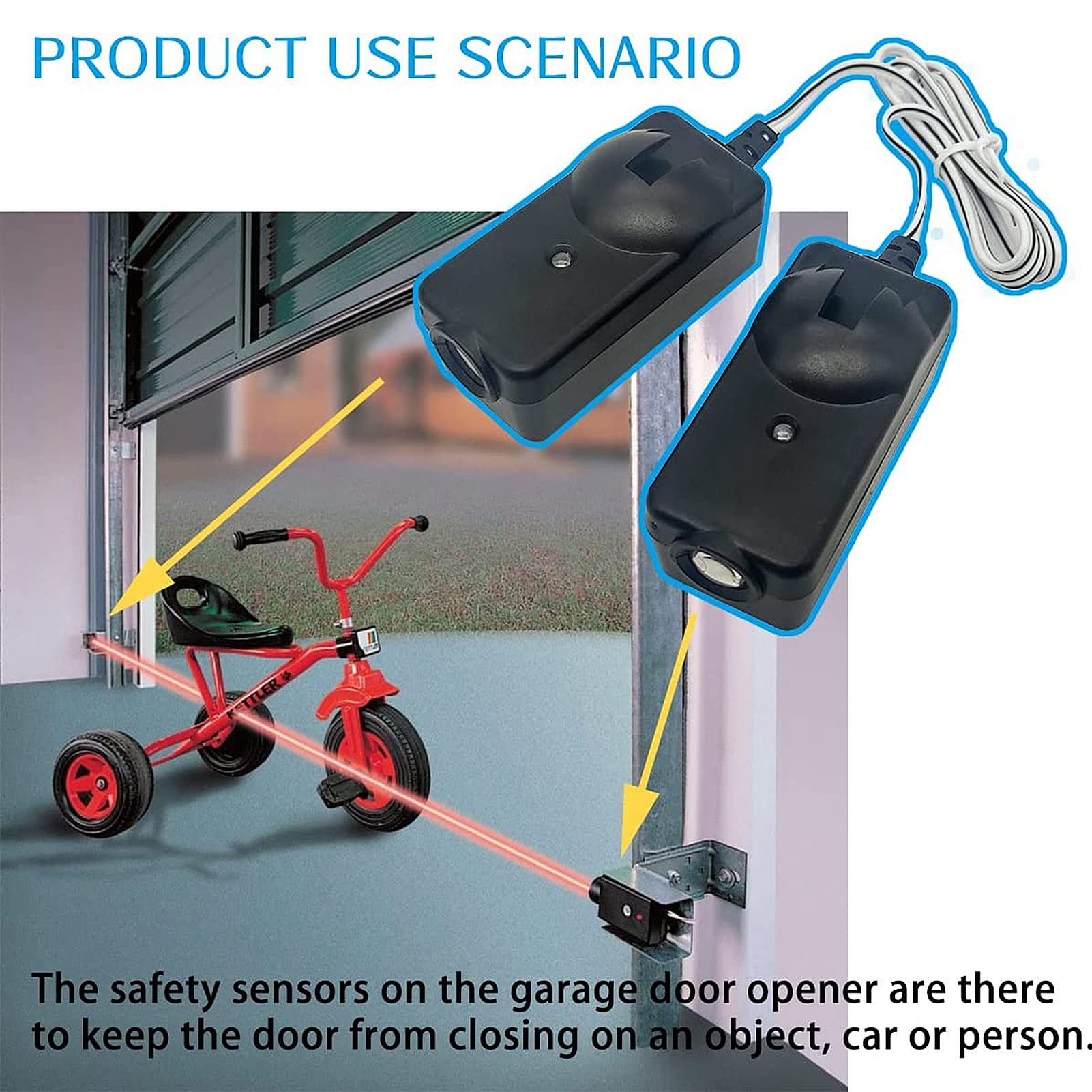 Kit de capteur de sécurité pour ouvre-porte de garage avec supports capteurs, haute précision, Chamberlain, Sears, Raynor,