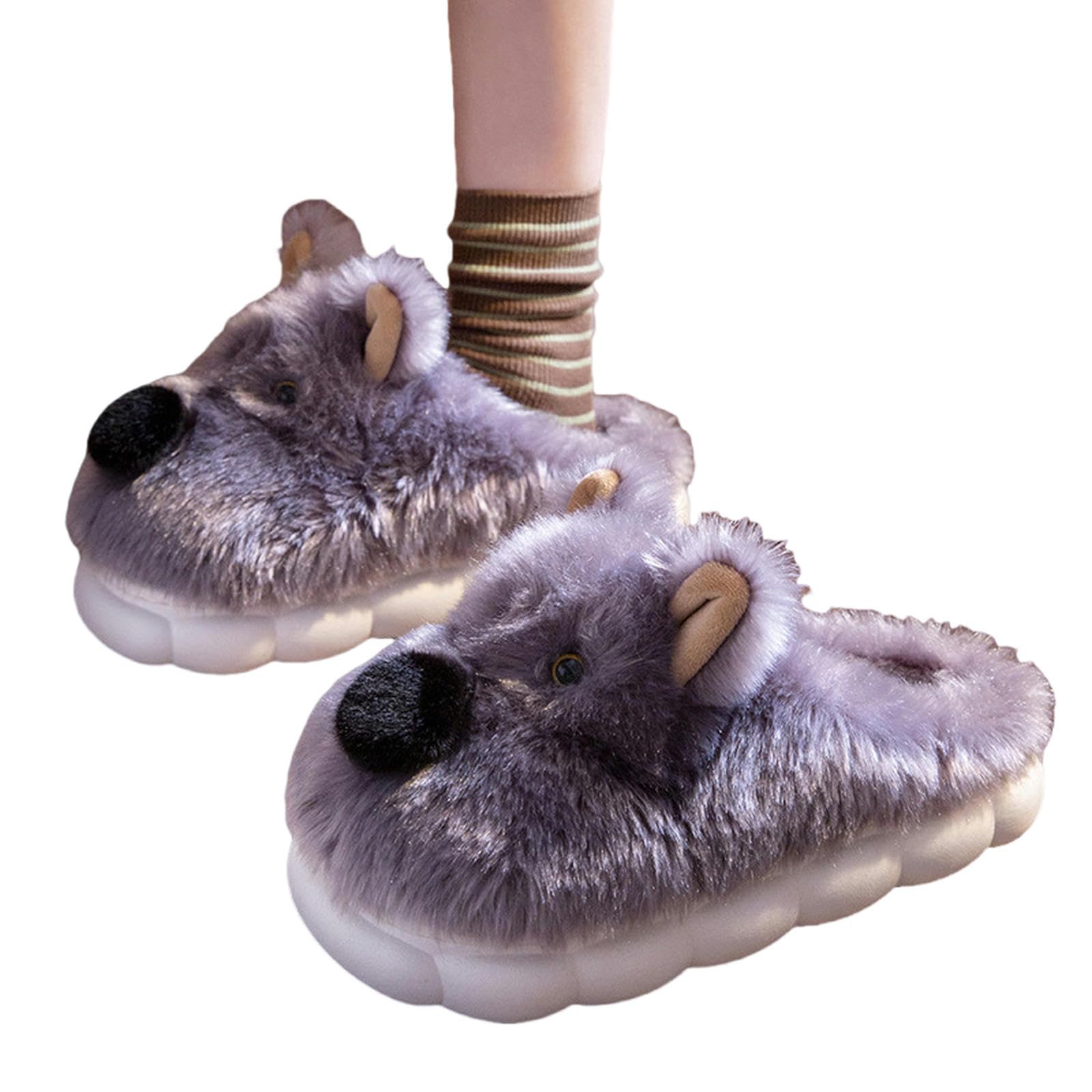 Pantofole Le Pantofole di Cotone Portano Pantofole da Casa Pantofole Calde Peluche Pannelli per Donne per Donne-grigio-42-43