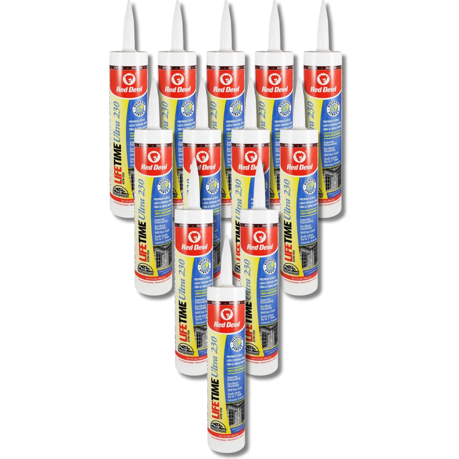 Red Devil 077040 Lifetime Ultra Premium Elastomeric Acrylic Latex Sealant, Brown, 10.1 oz, Pack of 12