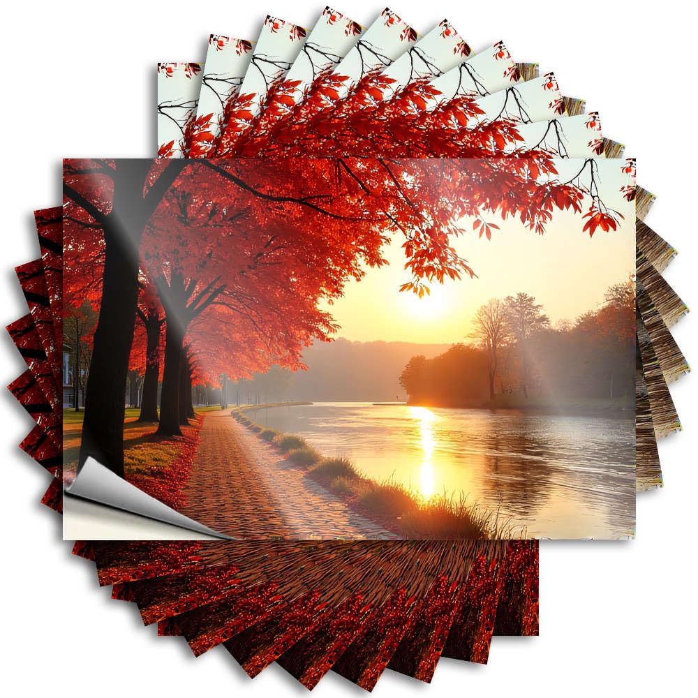 Core Decals, Spring Garage Autumn Leaves Line A Serene Lakeside Path At Sunset. | Funny Quote Birthday Decals(12X18CM)