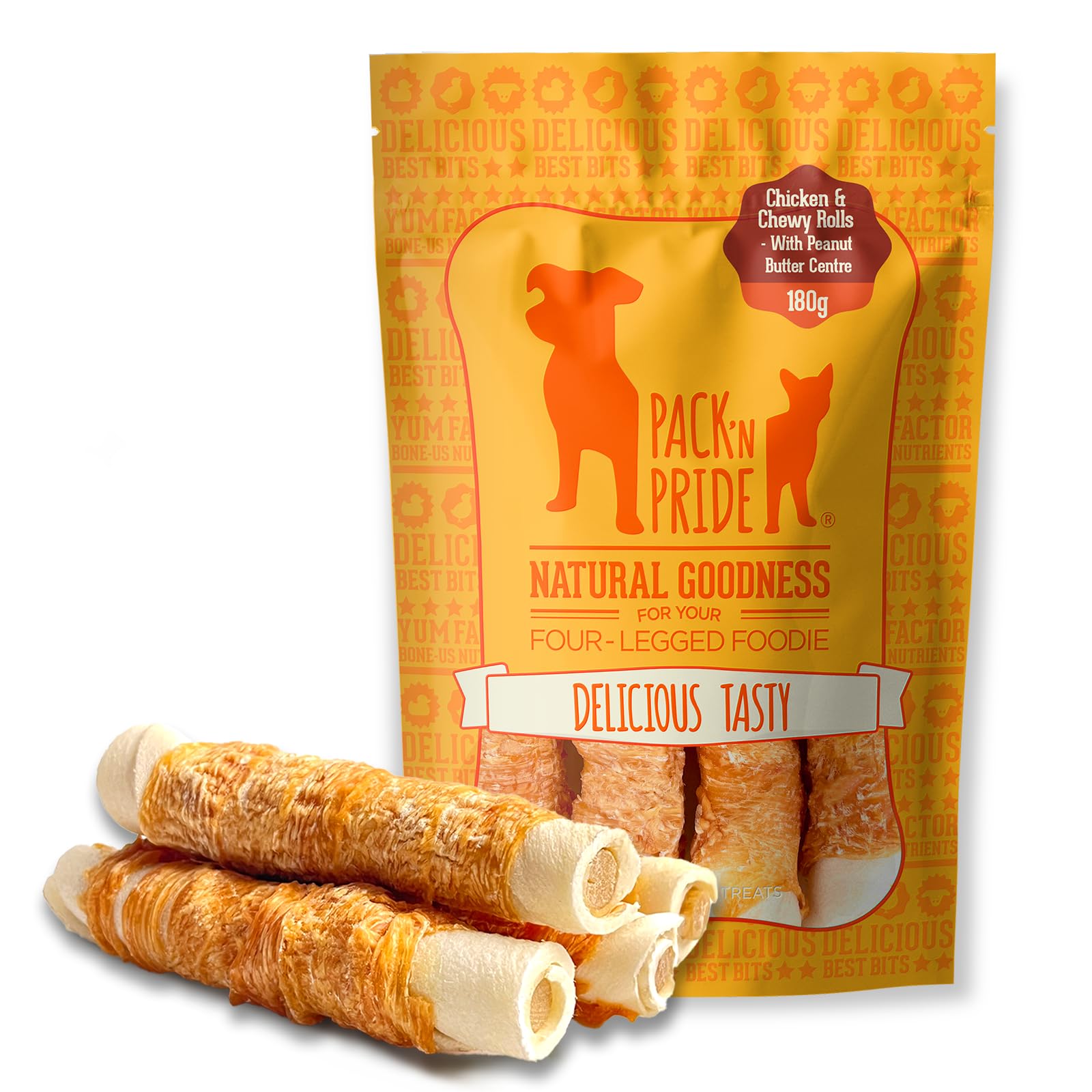 Sponsored Ad – Peanut Butter Dog Treats, 180g Chicken Wrapped Rawhide Dog Chews Long Lasting for Medium&Large Dogs, Tasty Training Reward