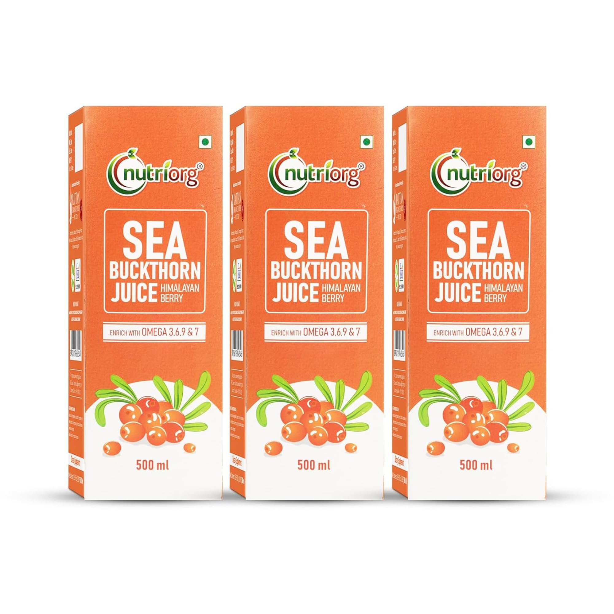 Nutriorg Himalayan Sea Buckthorn Juice 1500ml – Cold Pressed Plant Based Omega 3 6 7 and 9 | Rich in Antioxidants and Vitamin C E | Sourced from the Himalayas | Immunity Booster Skin Glow and Heart Health | No Added Sugar (500 ml pack of 3)-image-8