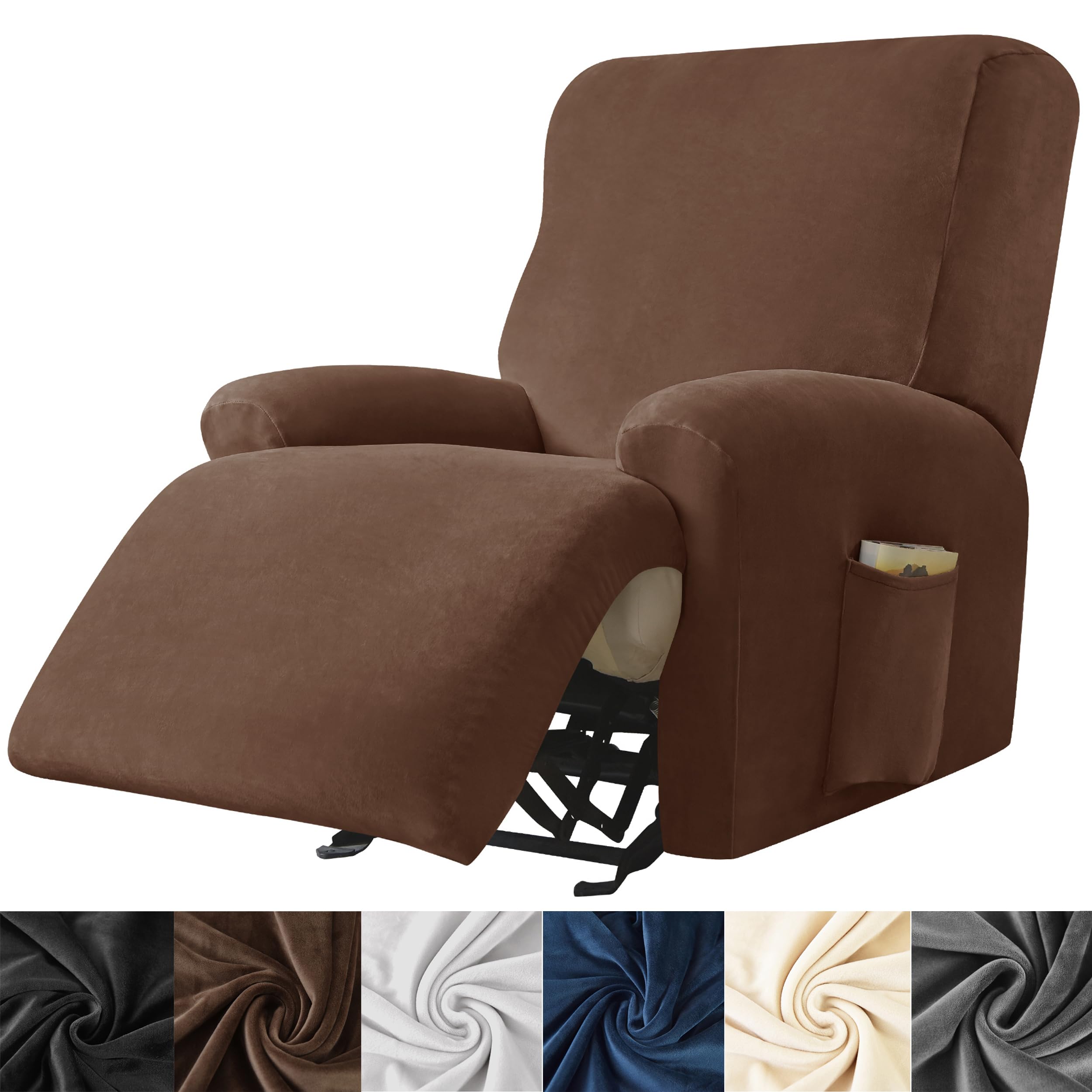 Amazon.com: HFCNMY Recliner Chair Covers,4 Pieces Stretch Velvet ...