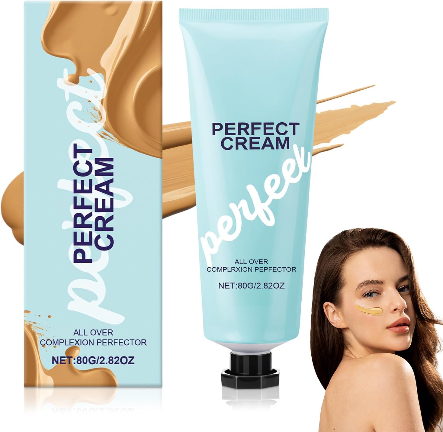 80 G Crème All-Over Complexion Perfector, langdurige CC Cream Foundation, Supreme Crème Hydraterende Full Coverage Concealer, waterbestendig en vlekbestendig, egaliseert de teint en lichte foundation