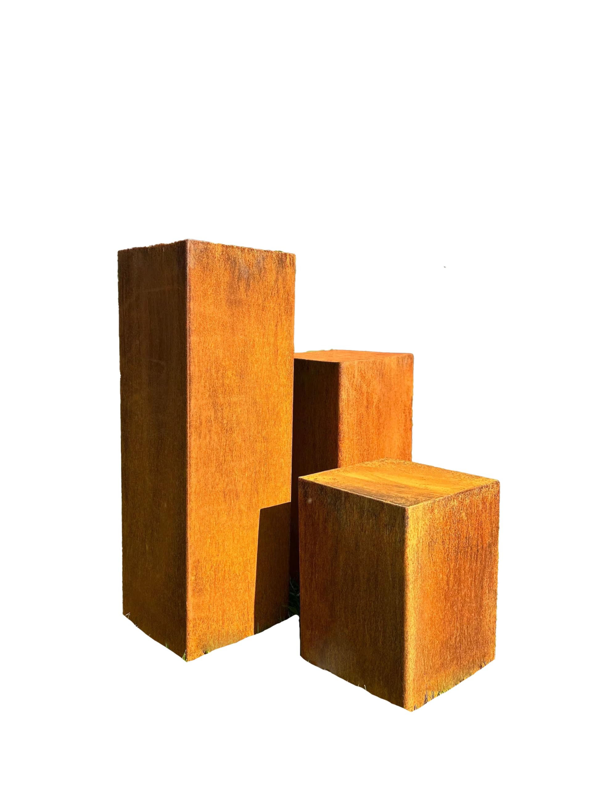 D&L Lasertec Colonnes patinées - Set L + M + S - Décoration de jardin - Décoration de rouille - Stele
