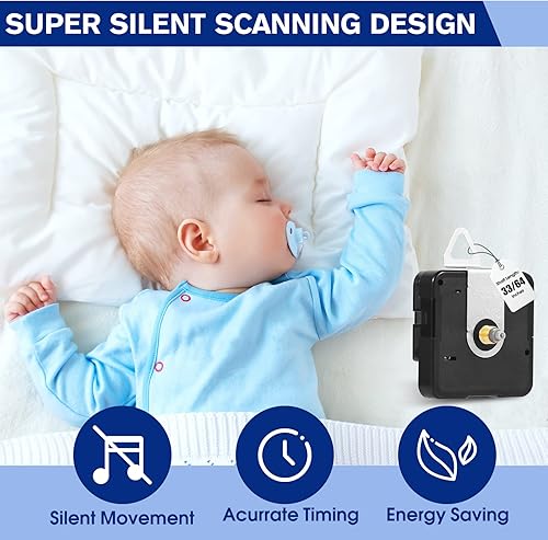 Miniatura 6 de DEEWISH Mecanismo de reloj de cuarzo de repuesto con pilas, piezas de reloj de pared para hacerlo tú mismo (longitud total del eje de 3364 pulgadas,