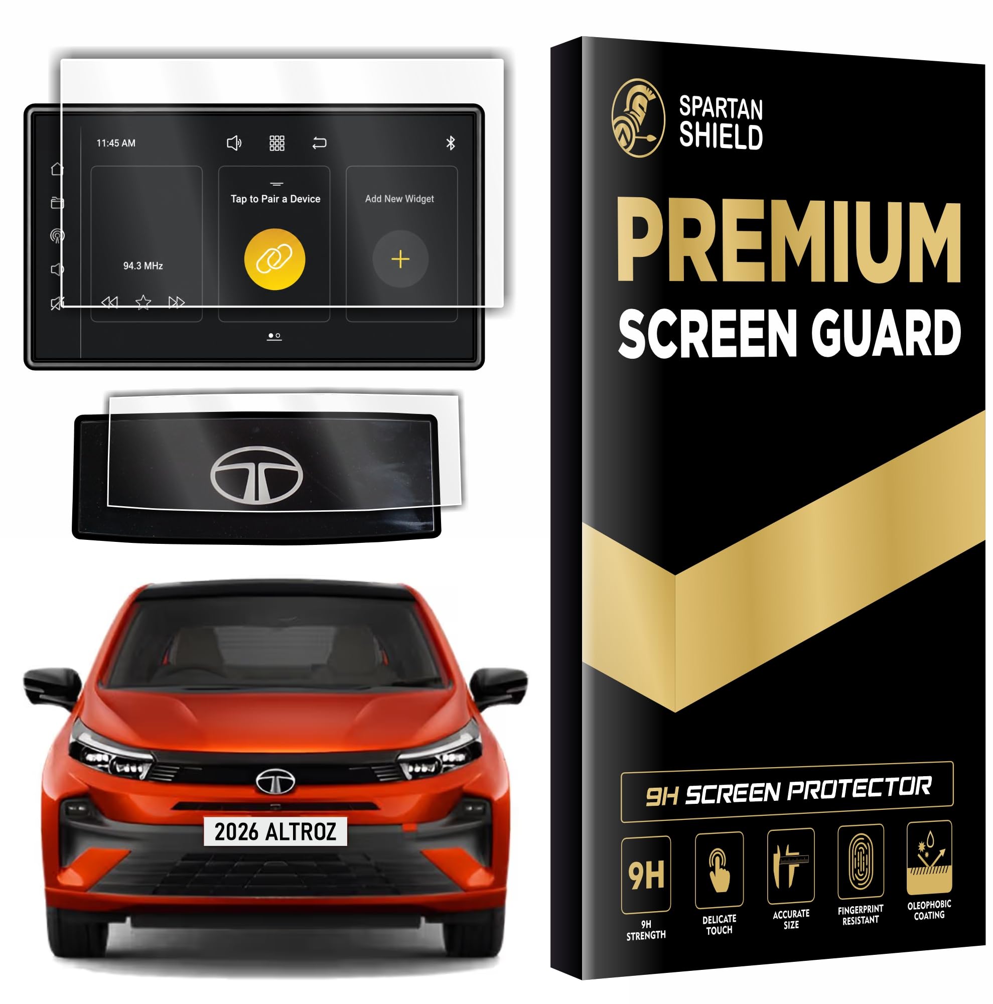 SPARTAN SHIELD {2 PACK} Screen Guard For TATA ALTROZ 2026+ Facelift || PURE & PURE S || 8 Inch Infotainment Touchscreen + Steering Protector | Anti Scratch | Water Resistant | HD Clear | High Touch Sensitivity | TataAltroz 9H Car Display Accessories 2026+ [Not Tempered Glass] [Not Compatible with Altorz 2025 Model]-image-32