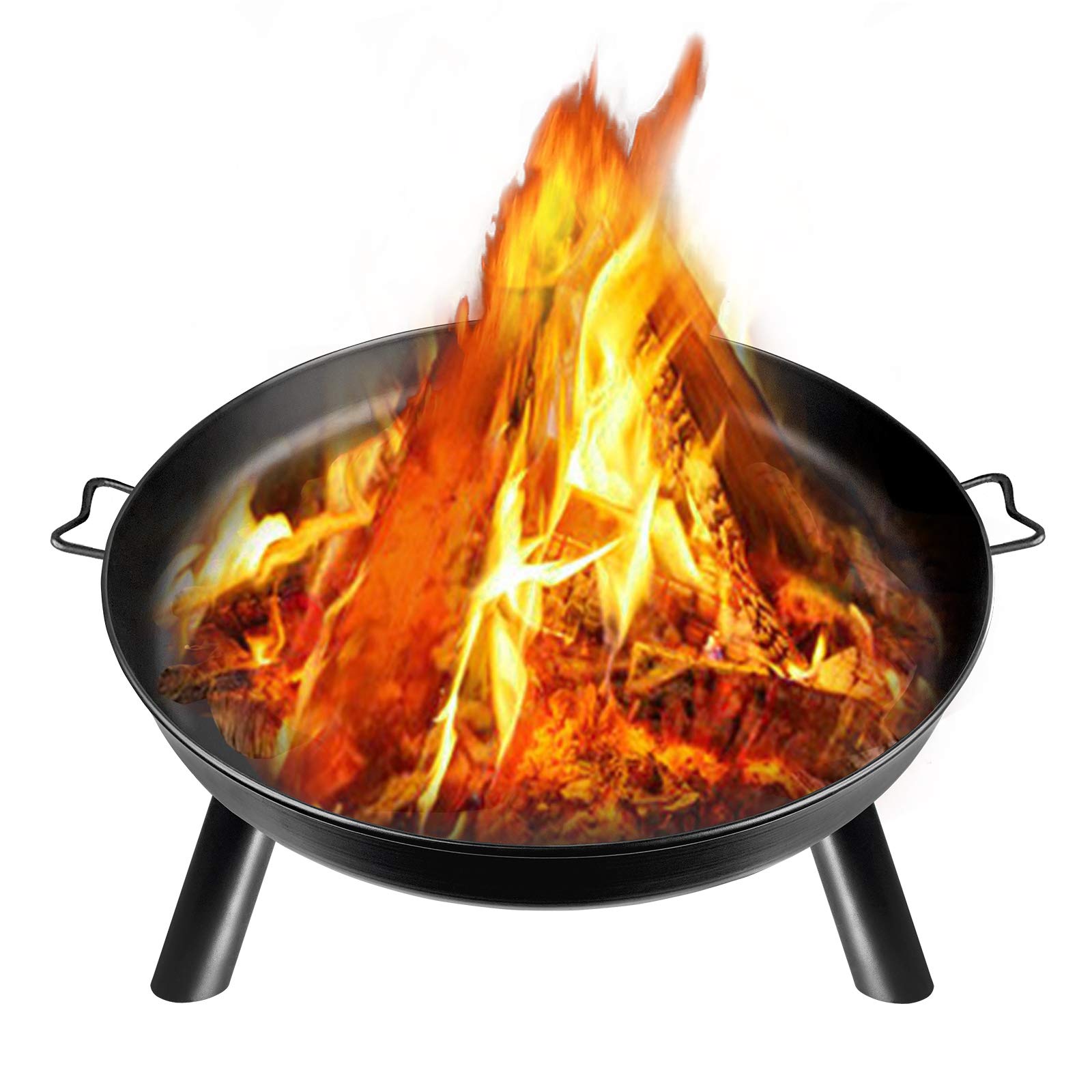 LZQ Brasero de jardin - Diamètre : 80 cm - Rond - Pour chauffage/barbecue - Brasero avec pieds - Revêtement anti-rouille - Pour camping, feu de jardin