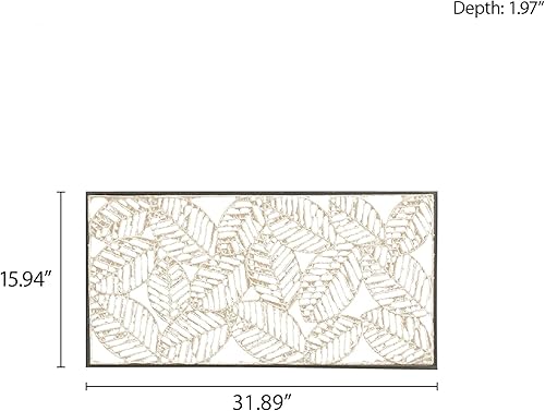 Vista 3 de Madison Park Arte de pared para decoración de sala de estar, hojas de papel con marco de metal, decoración de baño de inspiración moderna, panel