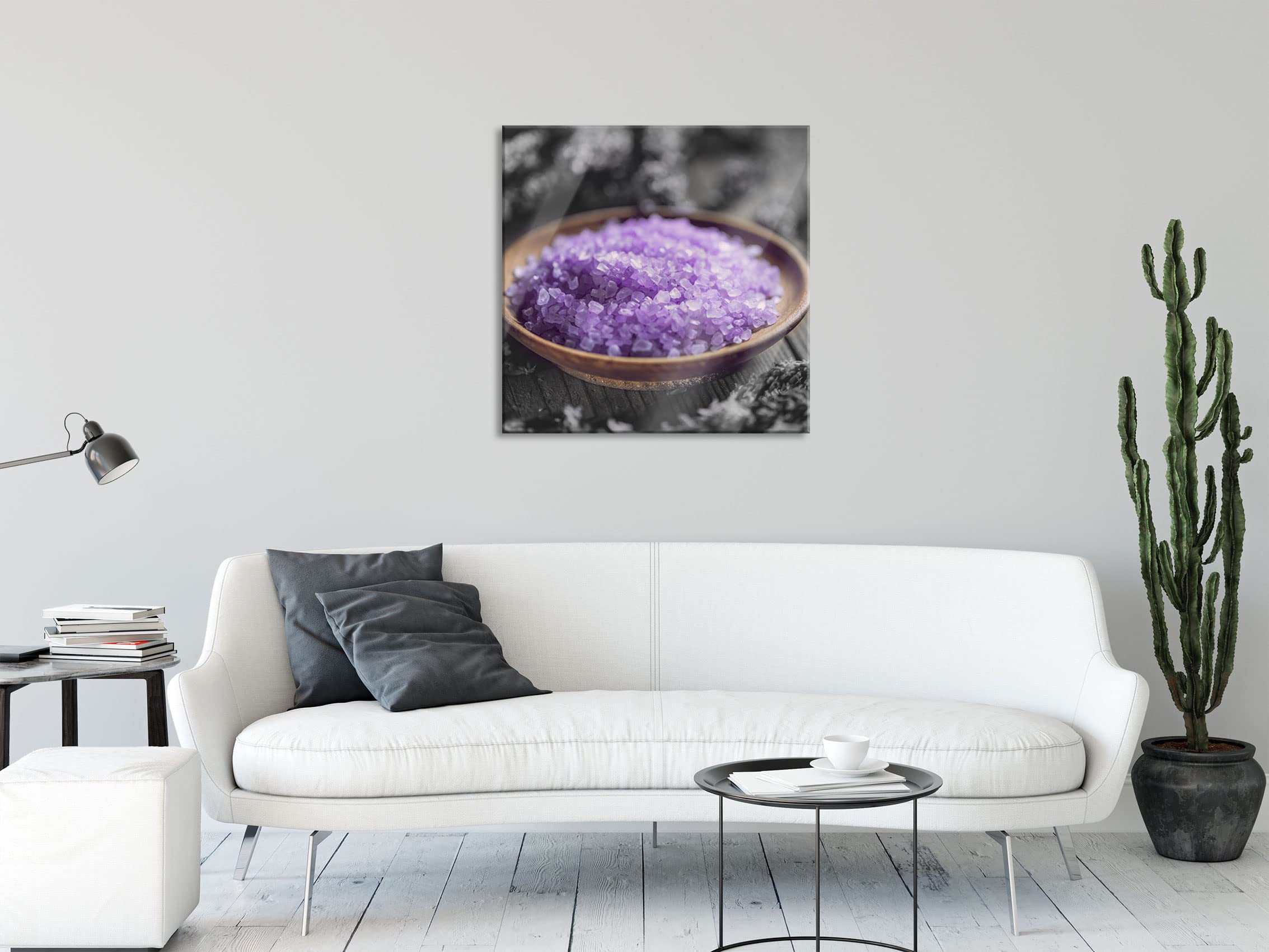 Pixxprint Glasbild, Wandbild auf Echtglas, Badesalz, 50x50 cm, inkl. Aufhängung und Abstandshalter