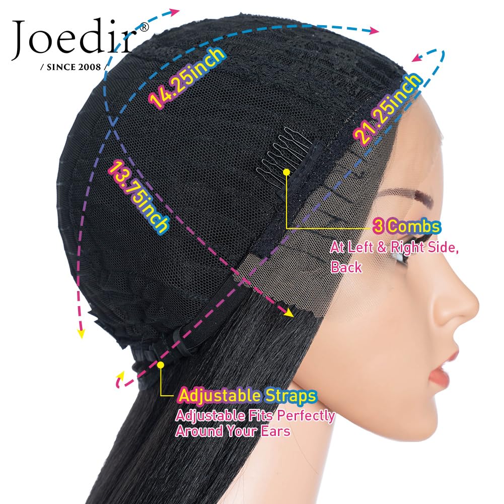 Joedir 36” Super Long Straight Wig Light Yaki Synthetic Wigs Lace Front Wigs for Women NTHL1B/99J/118