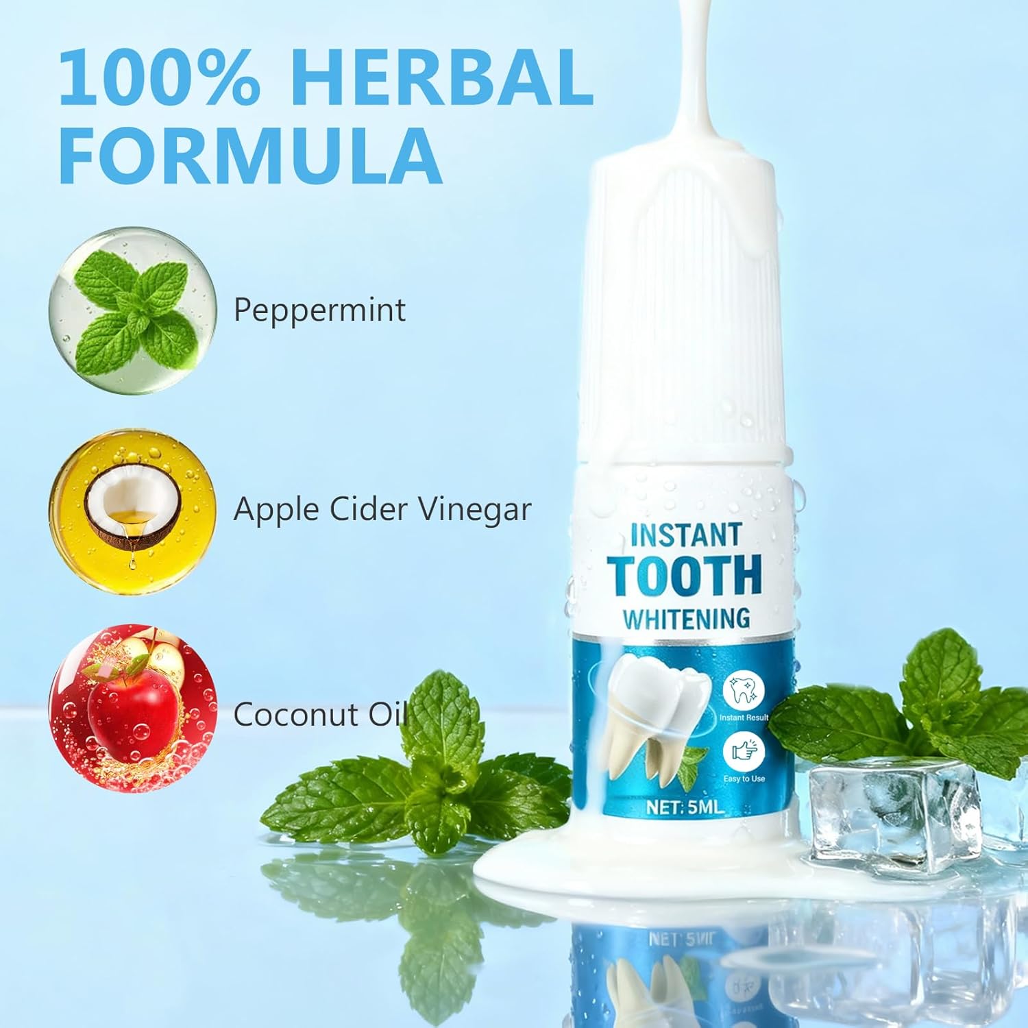 Instant Tooth Paint for Teeth Whitening, Safe, Gentle & Long-Lasting White Paint Kit, Portable Quick Bright Smile Solution