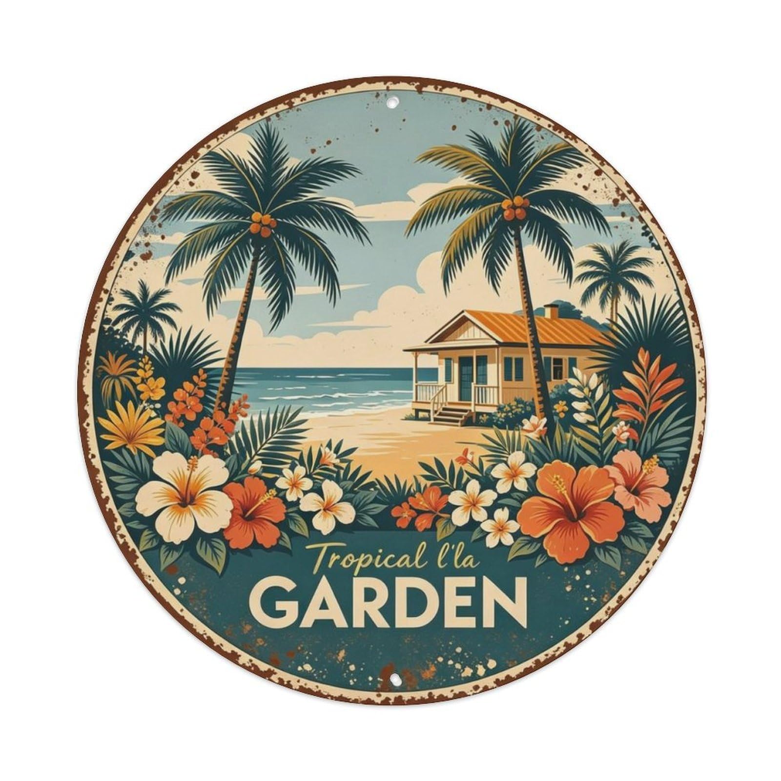 Hawaiian Tropical Garden Metal Tin Sign Plaque