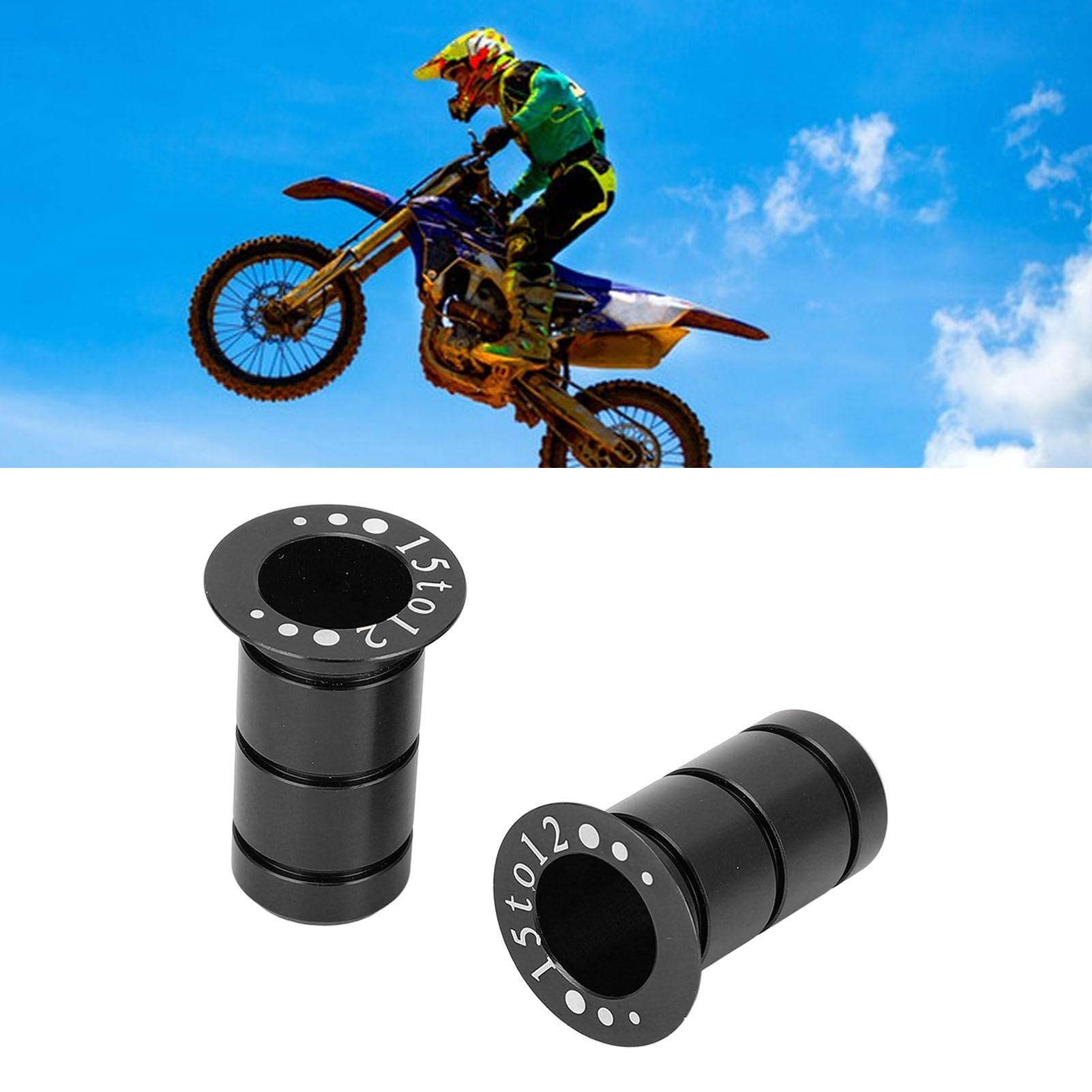 Tyenaza Mountain Road Cycle Hub Thru Axle Adapter 15MM to 12MM Front Thru Axle Adapter Aluminum Alloy (Black)