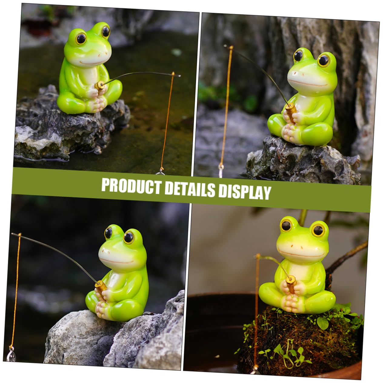 MAGICLULU 5 Pezzi Di Piccole Decorazioni Per Acquari Statuette Di Decorazioni A Forma Di Rana Da Pesca Decorazioni in Resina Ornamenti Per Acquari Decorazioni Per Scrivania Per Bambini