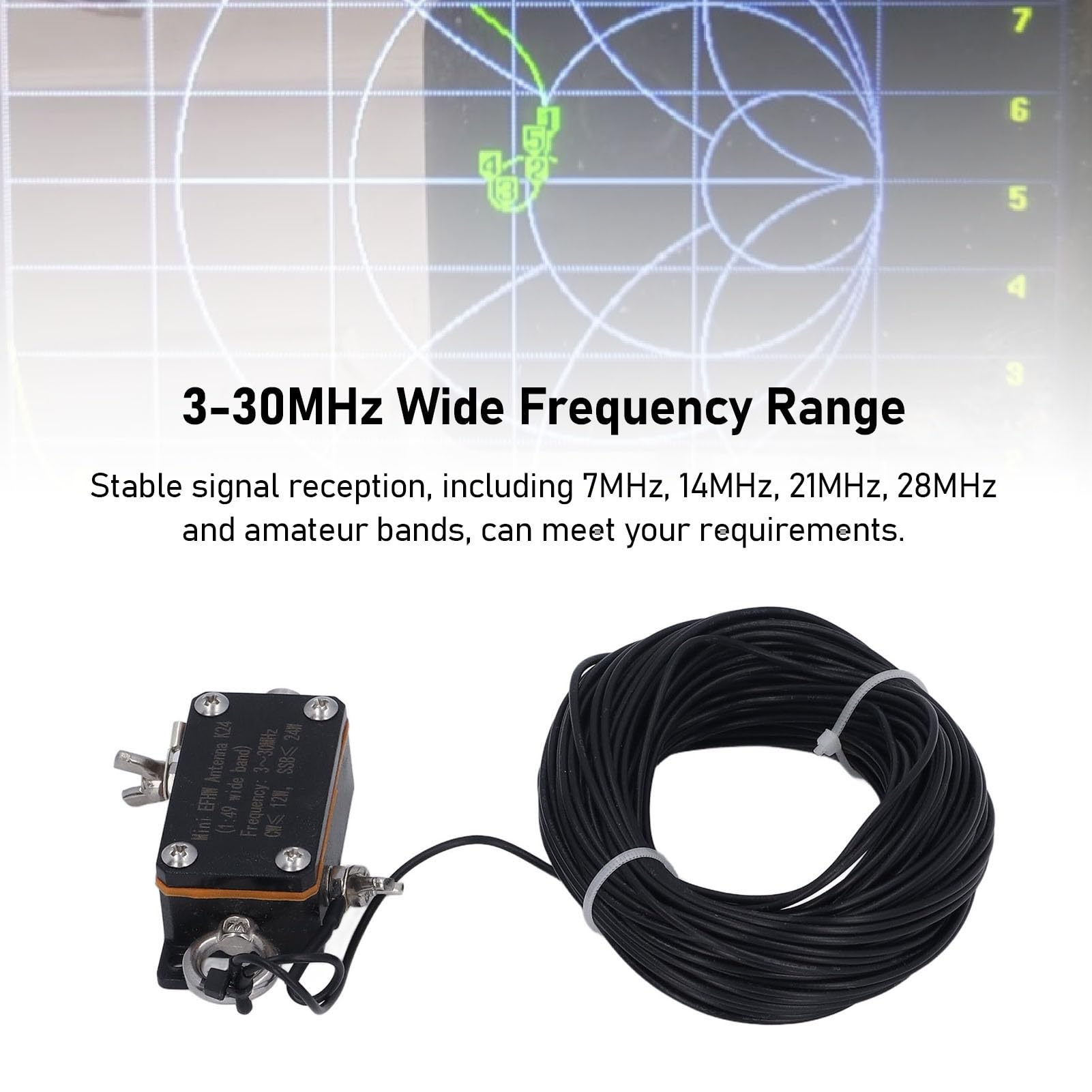 Antenna a Onde Corte 1:49, Antenna a Semionda Compatta End-fed da 3-30 MHz con Connessione Standard, per Comunicazioni Radioamatoriali
