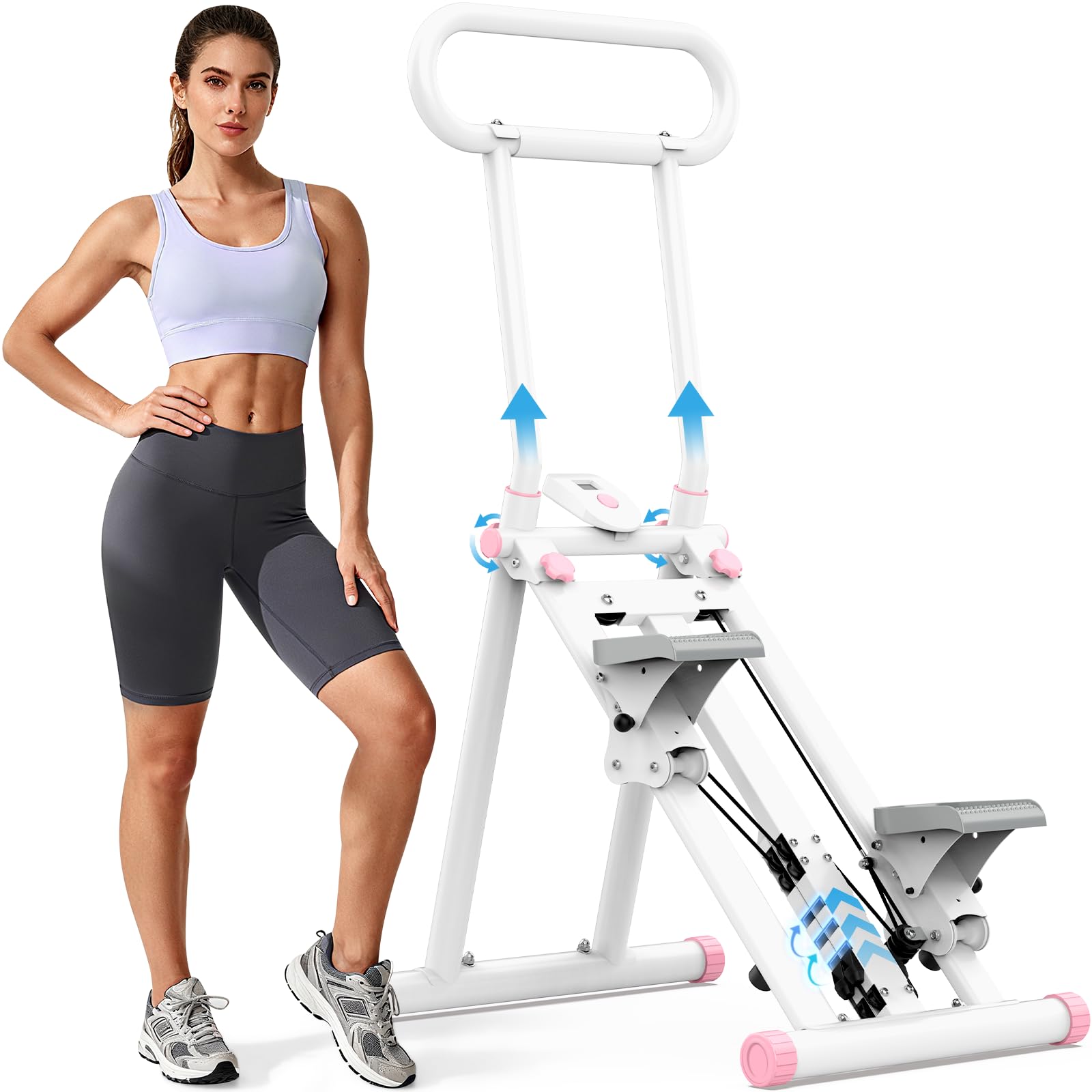 HXD-ERGO HXD-ERGO Stair Stepper, Upgrade 6-Level Resistance Stair Master with Adjustable Handlebar, Folding Stair Climber Workout Machine (White)