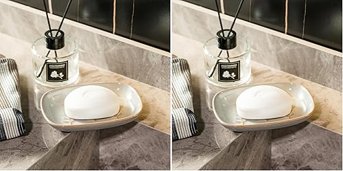 Miniatura 30 de Jabonera de cerámica con soporte, elevador de jabón para jabón de barra y esponja, jaboneras de ducha para baño y cocina, bandeja para guardar jabón