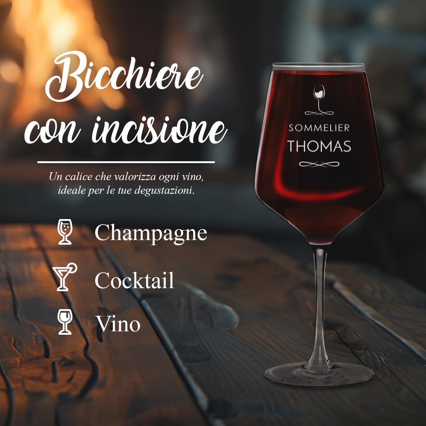 Maverton 6 Calici da vino Rubino XL - incisione personalizzata - 530 ml - in vetro - ideali per il vino rosso e bianco - idea regalo per l’ uomo - sommelier