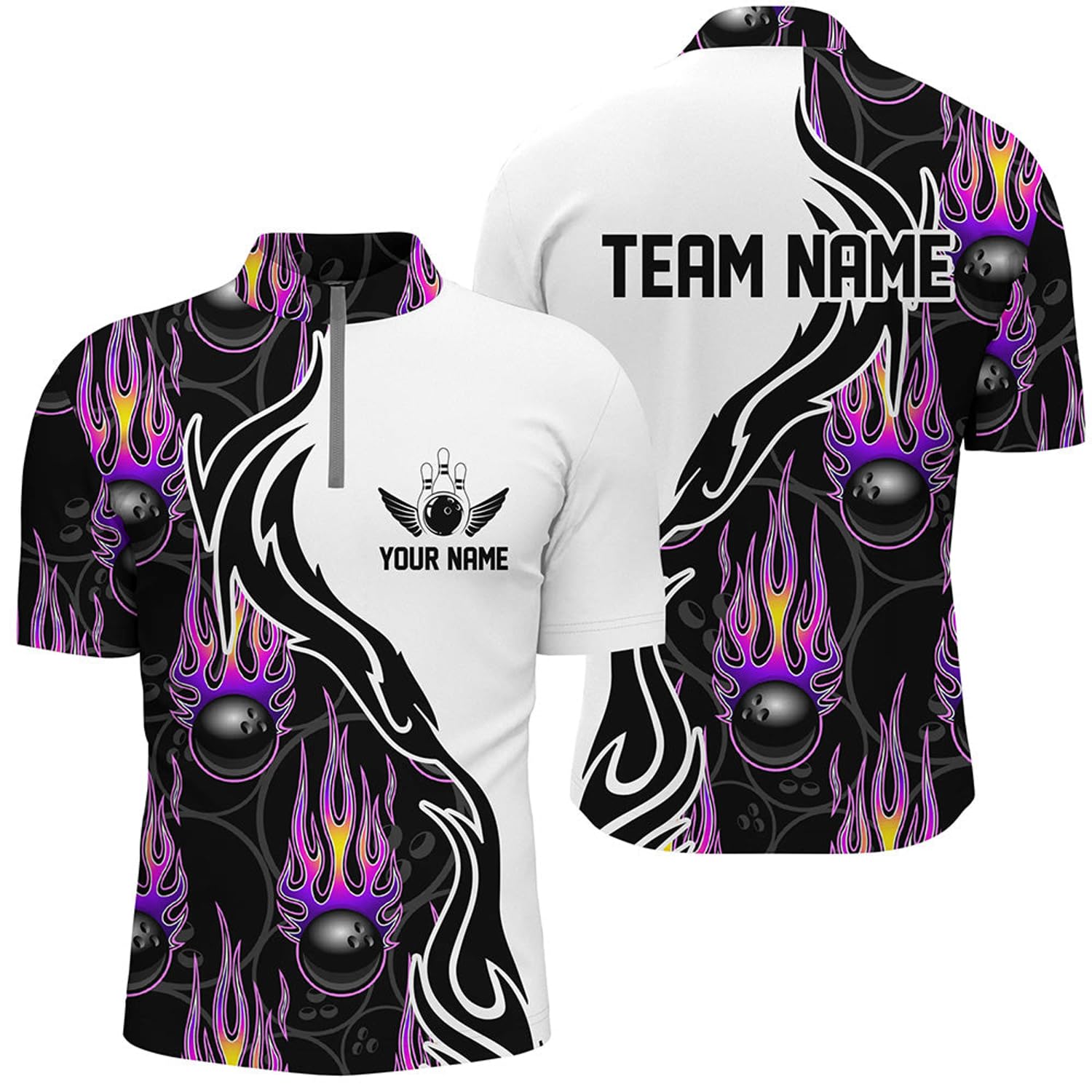 Custom Bowling Shirts for Men and Women Personalized Bowling Team Jerseys I4598 Black, Purple