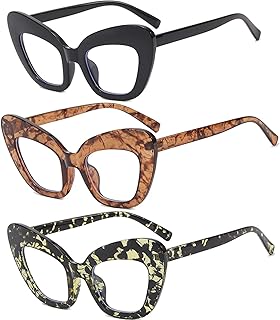 bullabulling 3 pack Blue Light Blocker Reading Glasses Cat eye Frame Readers Eyeglasses for Women(black/flower tea/green, 1.25)