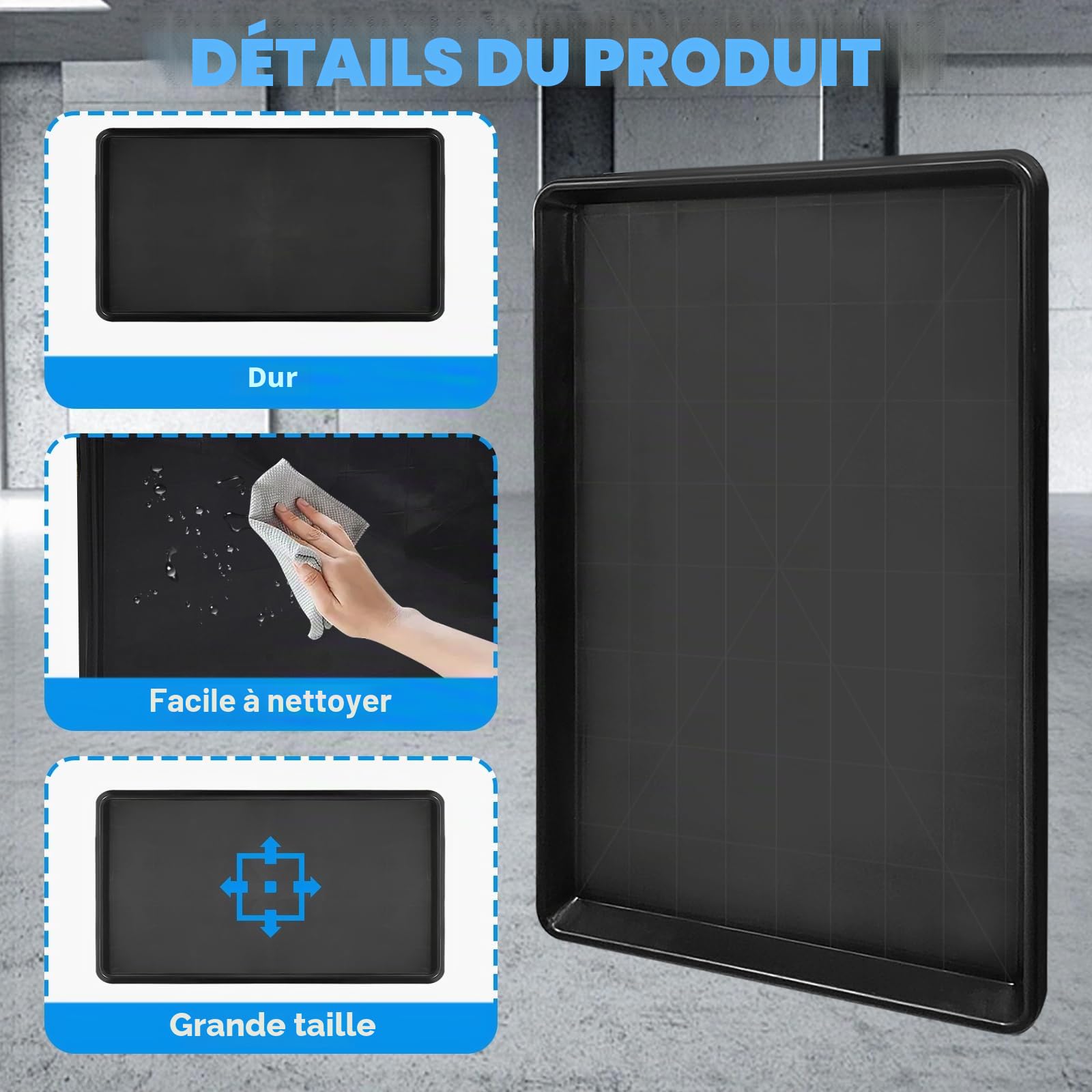 YEXEXINM Bac de ramassage universel 90 x 60 cm Grand récipient à huile en plastique résistant, support de changement d'huile