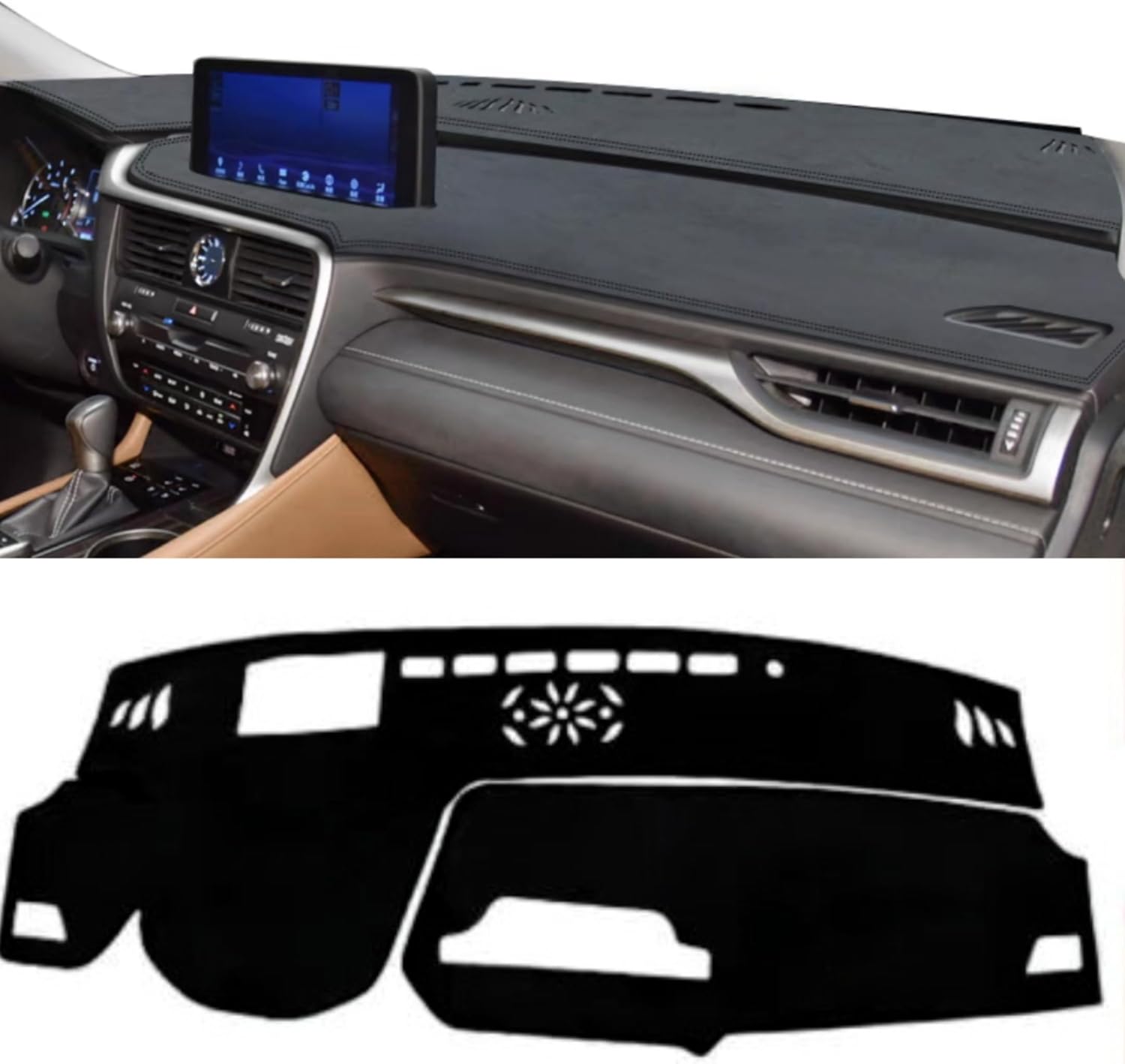 Car Dashboard Cover Mat Carpet Compatible for 2020 2021 2022 Lexus RX with HUD Suitable for 12.3-inch Navigation, not Suitable for 8-inch Navigation Dash Mat Sunshade Windshield Glare Black
