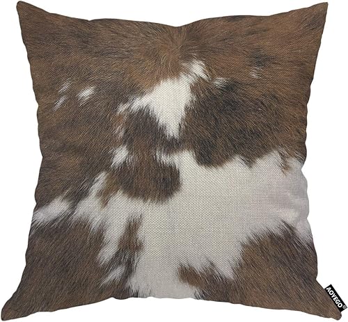 AOYEGO Funda de almohada con patrón de piel de vaca, superficie peluda de vaca, piel salvaje, bloque cálido, funda de almohada de ganado suave y