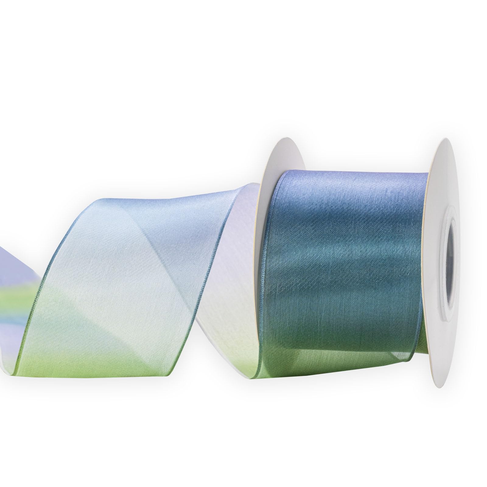 HATIANGE Rainbow Wired Sheer Ribbon, 6.3CM X 10 Meters, Organza Chiffon Ribbon for Gift Wrapping Crafts, Party Decoration - Image 2
