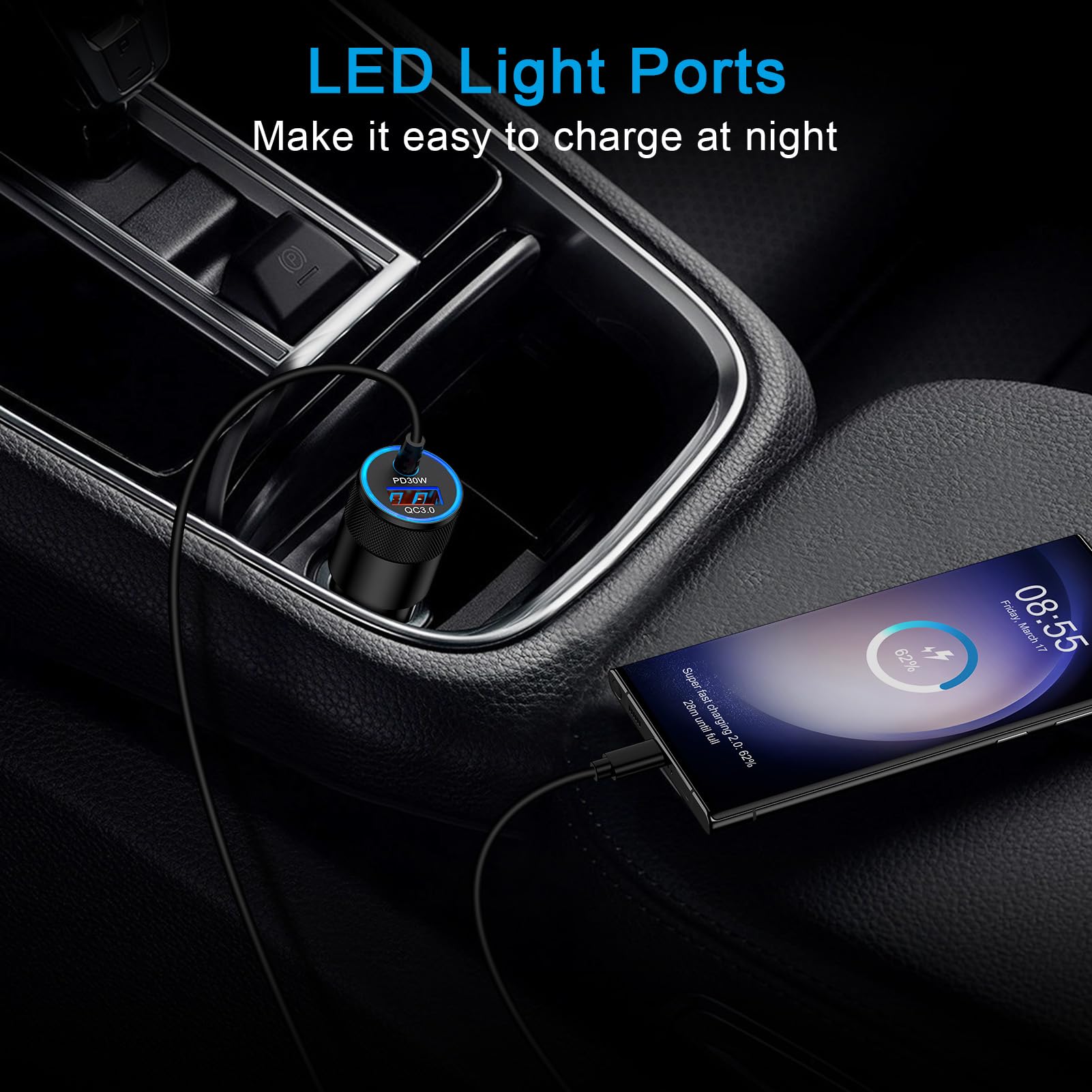 Adattatore caricabatterie da auto veloce per Motorola Razr Ultra 2025, Moto G Stylus/Power/Play 2025 2024 5G, caricabatterie veloce per Edge, Edge+, Edge Plus 2022 2023 2024, con cavo da 91 cm