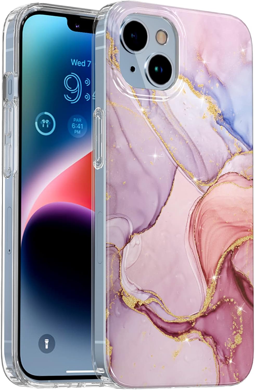 SERYS Marble/Floral Clear Case for iPhone 14 Plus 5G Case 6