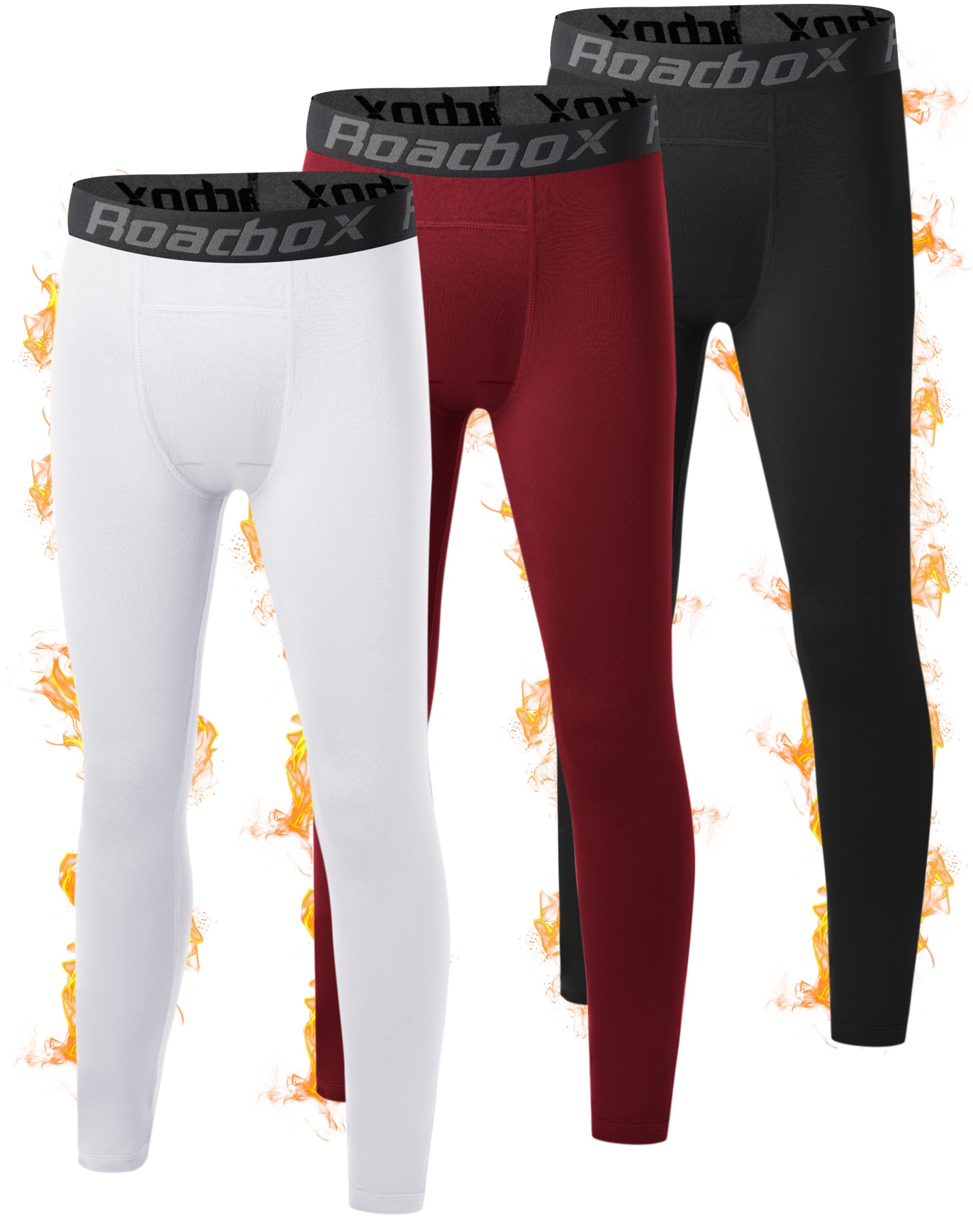 Roadbox Boys' Thermal Compression Pants, Fleece Lined Base Layer Leggings