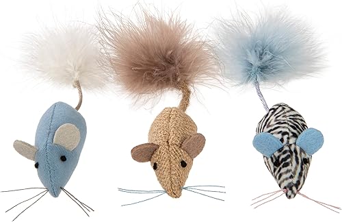 Miniatura 4 de SmartyKat Instincts - Juego de 3 ratones de peluche para gatos con hierba gatera y Silvervine, multicolor, paquete de 3