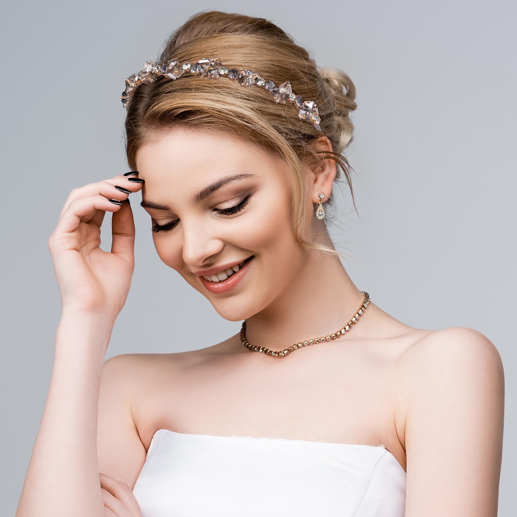 Sparkly Rhinestone Thin Headbands for Women - 2 Pack Crystal Hair Hoops Amazon.com : HINZIC 2 Pack Crystal Rhinestone Thin Headbands  main image 2