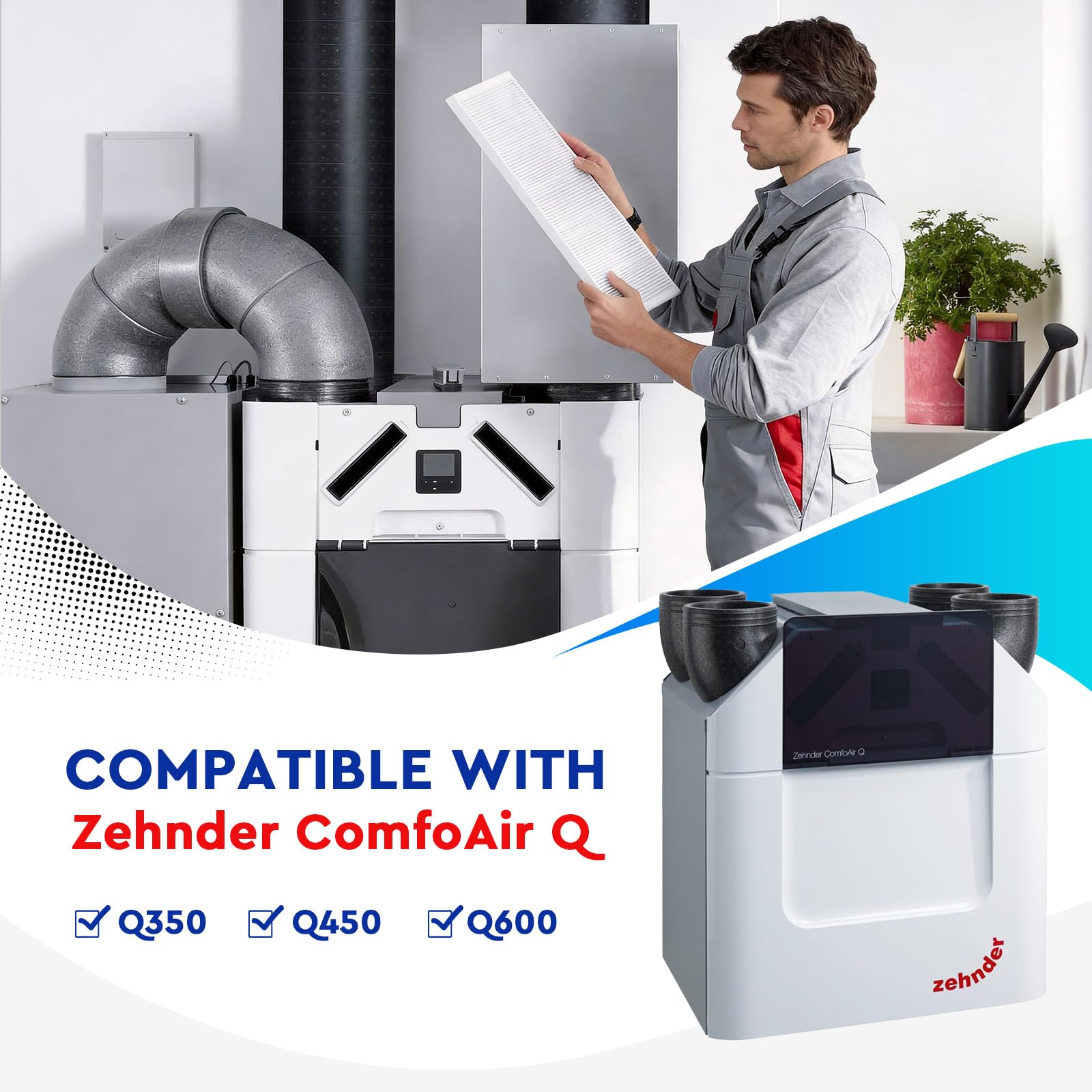 SWAWIS 4 Piezas G4 Filtro de Aire para Zehnder ComfoAir Q 350/450/600