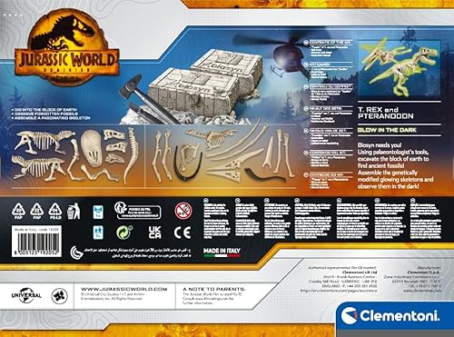 Clementoni Jurassic World 3 Dominion T Rex Et Ptéranodon Déterrer Kit De Fouille Dinosaure Enfant Jeu Scientifique Made in Italy 19205 - vue 3