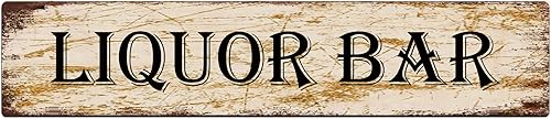 Letrero de barra de licor, letrero de metal vintage, retro, placa de metal, bar, pub, decoración de pared, letrero de hojalata, 4 x 16 pulgadas