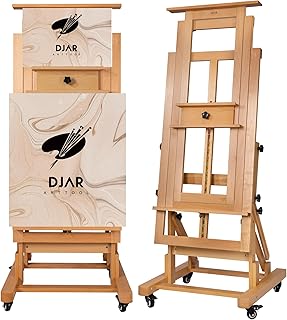DJAR Extra Large H-Frame Art Easel, Movable Tilts Flat Painting Stand fo...