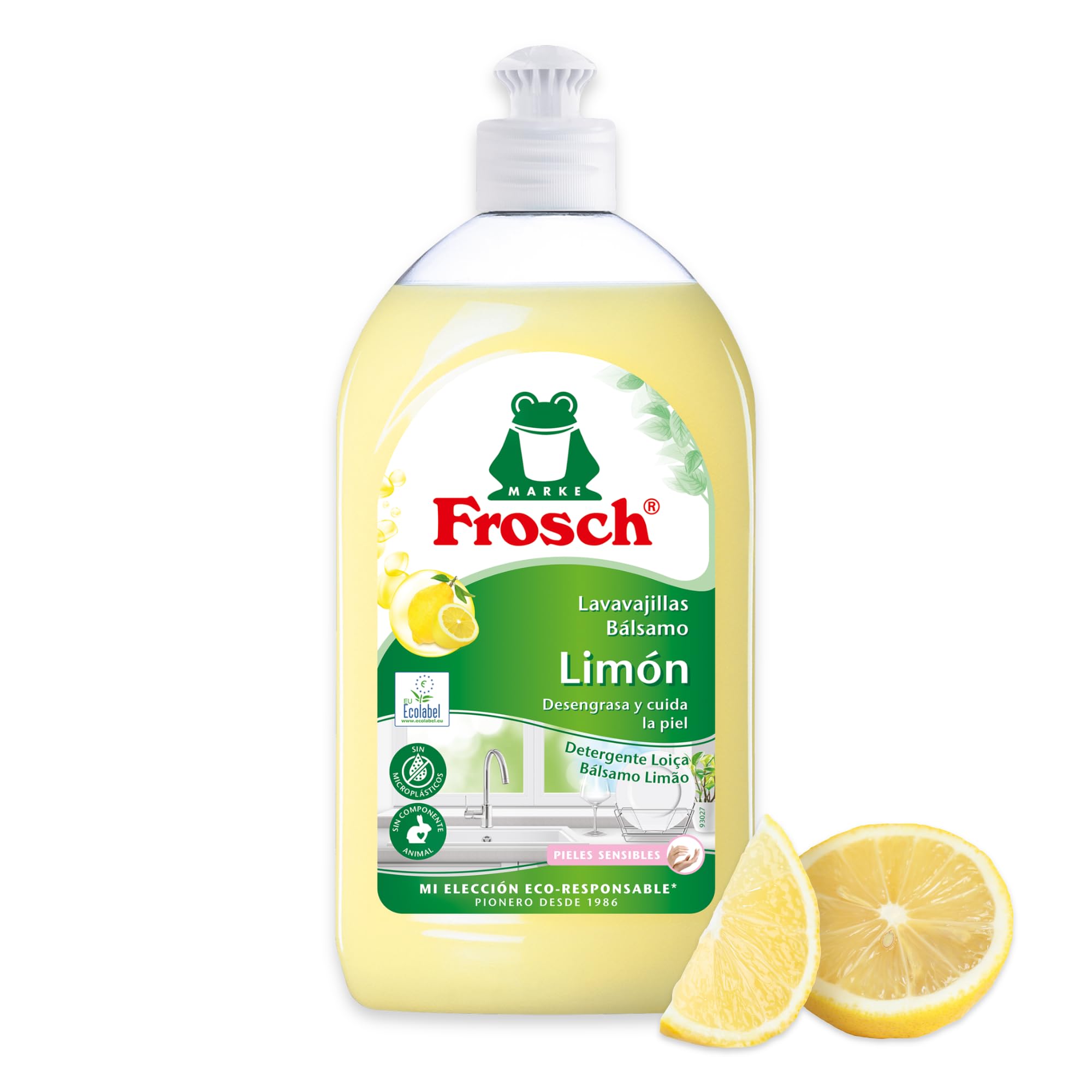 Frosch Lavavajillas a Mano Líquido Ecológico Limón 500ml PH neutro